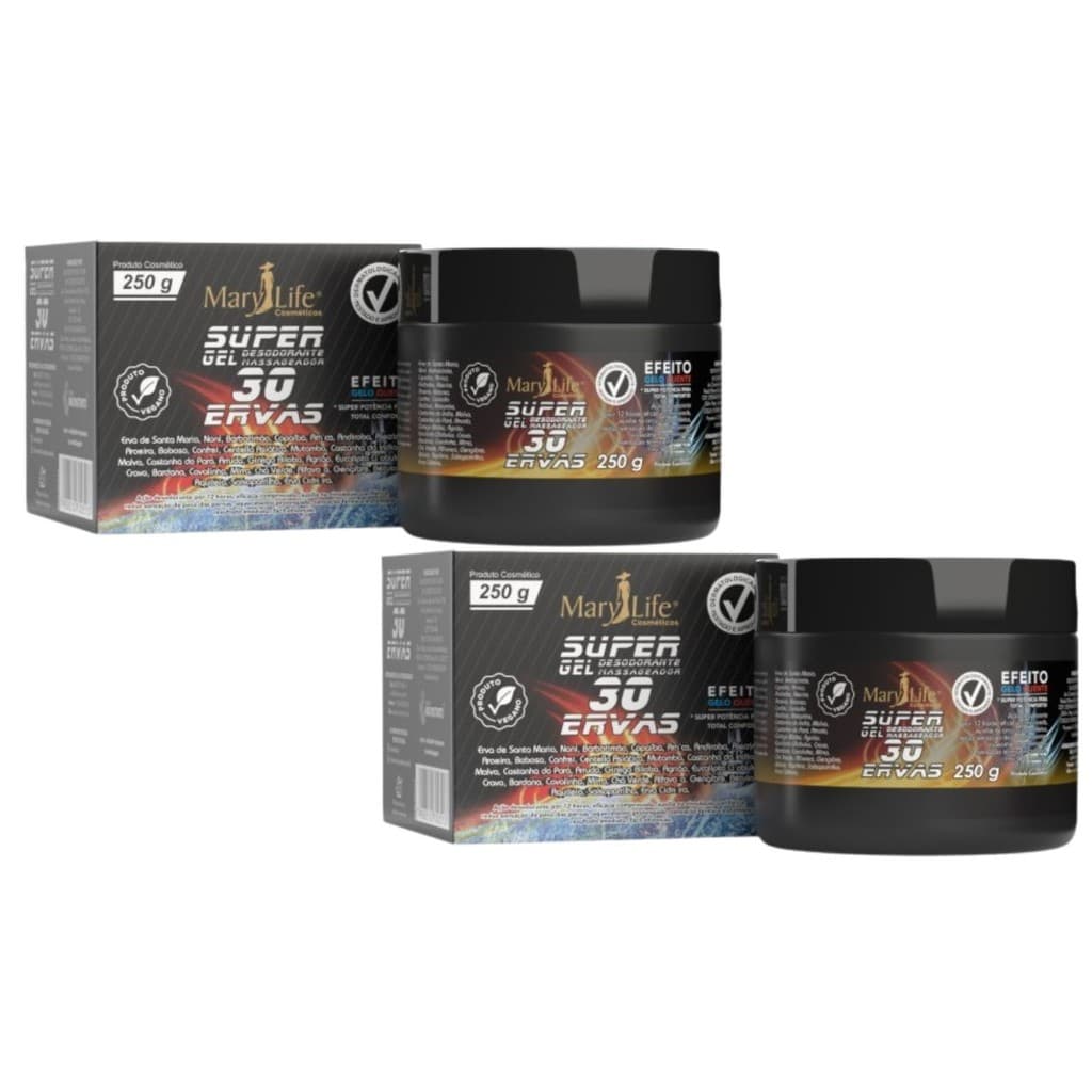 Kit 2 Super Gel Massageador 30 Ervas Pote 250G - Mary Life