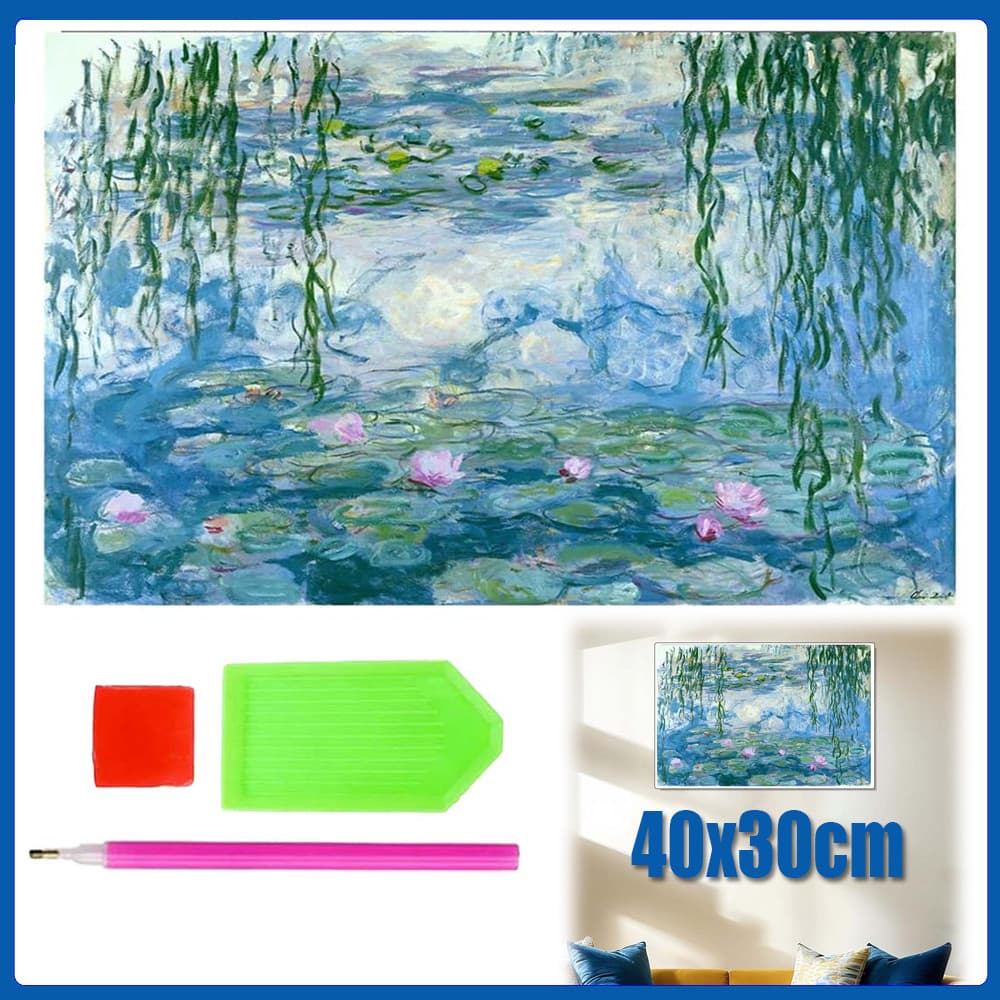 40x30cm Flor de Lótus Pintura Diamante 5D Pintura de Diamante Conjunto De Pintura Com Diamante Conto De Quadrado 5D Kits