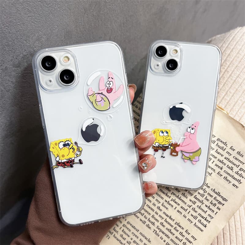 Capinha iphone 11/12/13/14/15 Pro max,estojo Apple Câmera de proteção,Nova capa transparente para celular, anime bob esp
