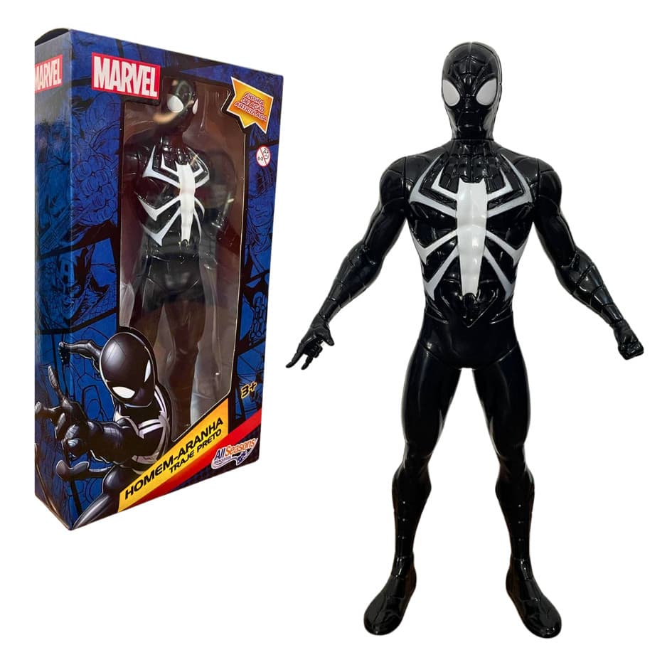 Figura Boneco Articulado Marvel Homem Aranha Traje Preto 22cm