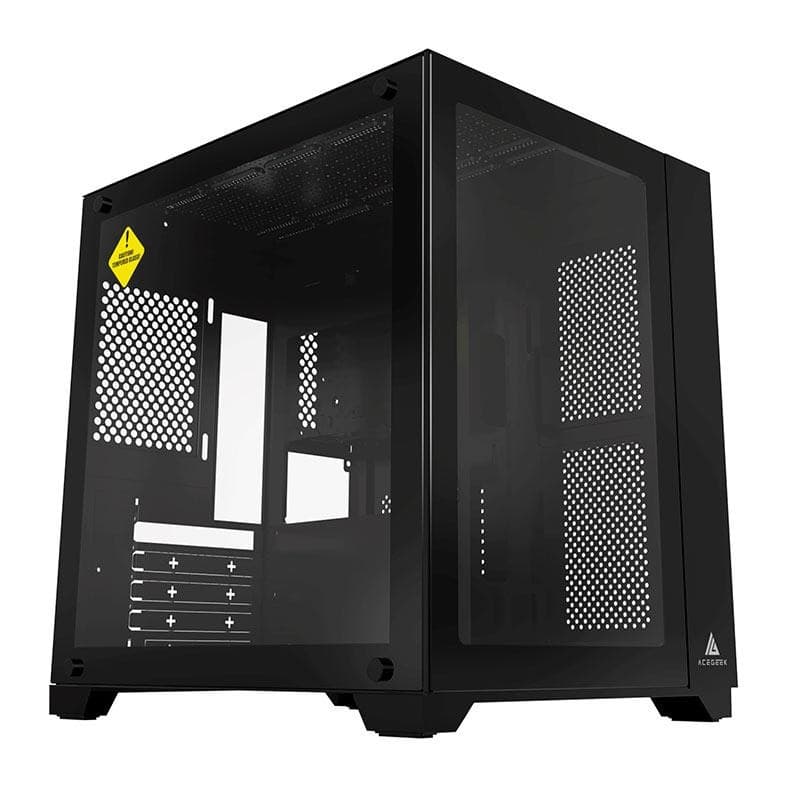 Gabinete Gamer Aquário Acegeek Aquarium M345, Mid-Tower, Lateral de Vidro, Preto, AG-AQUARIUM-M345-BK