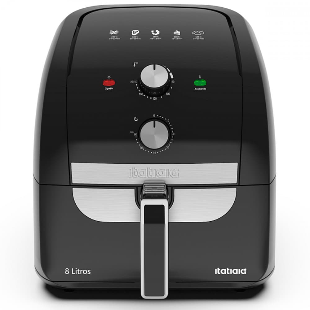 Fritadeira Elétrica Air Fryer Sem Óleo 8L Itatiaia Preto 1900W 127V