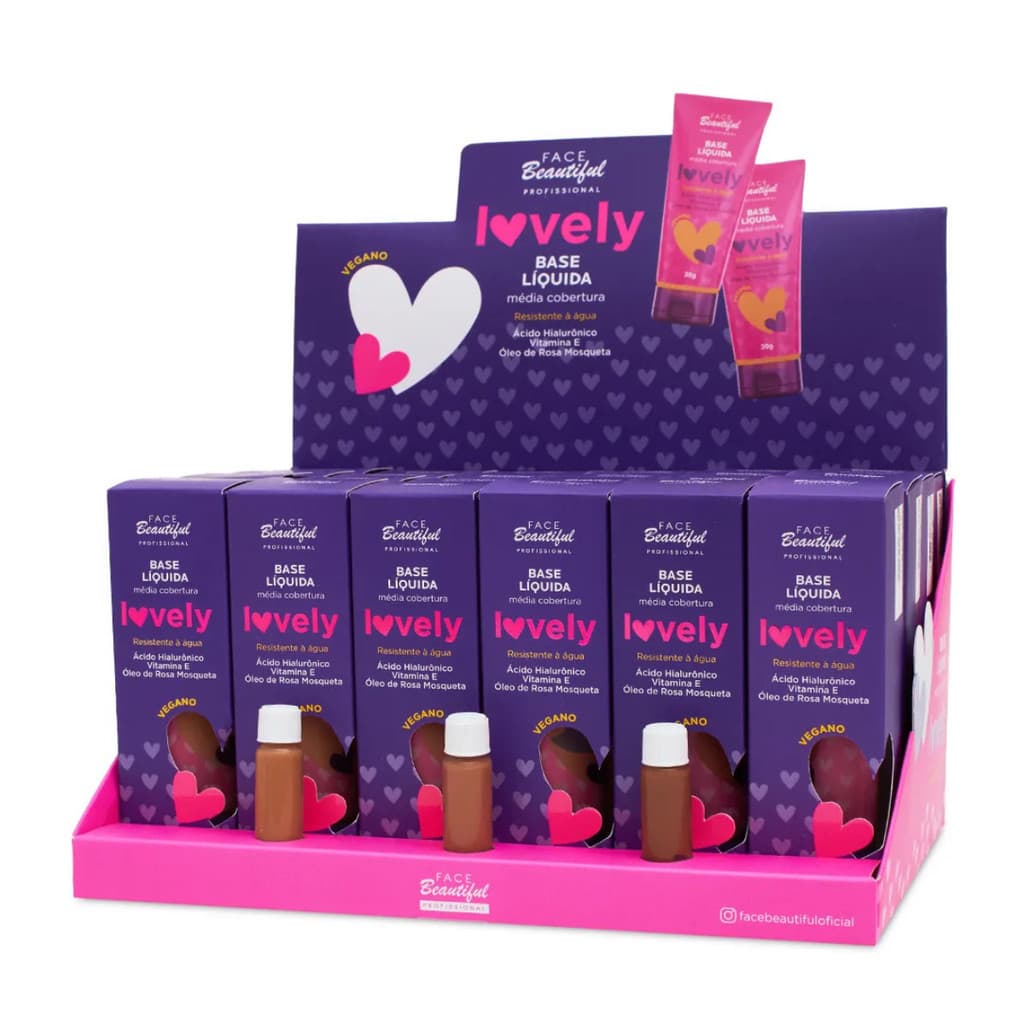 Display 24un Base Facial Liquida Cobertura Média Tons Escuros Face Beautiful