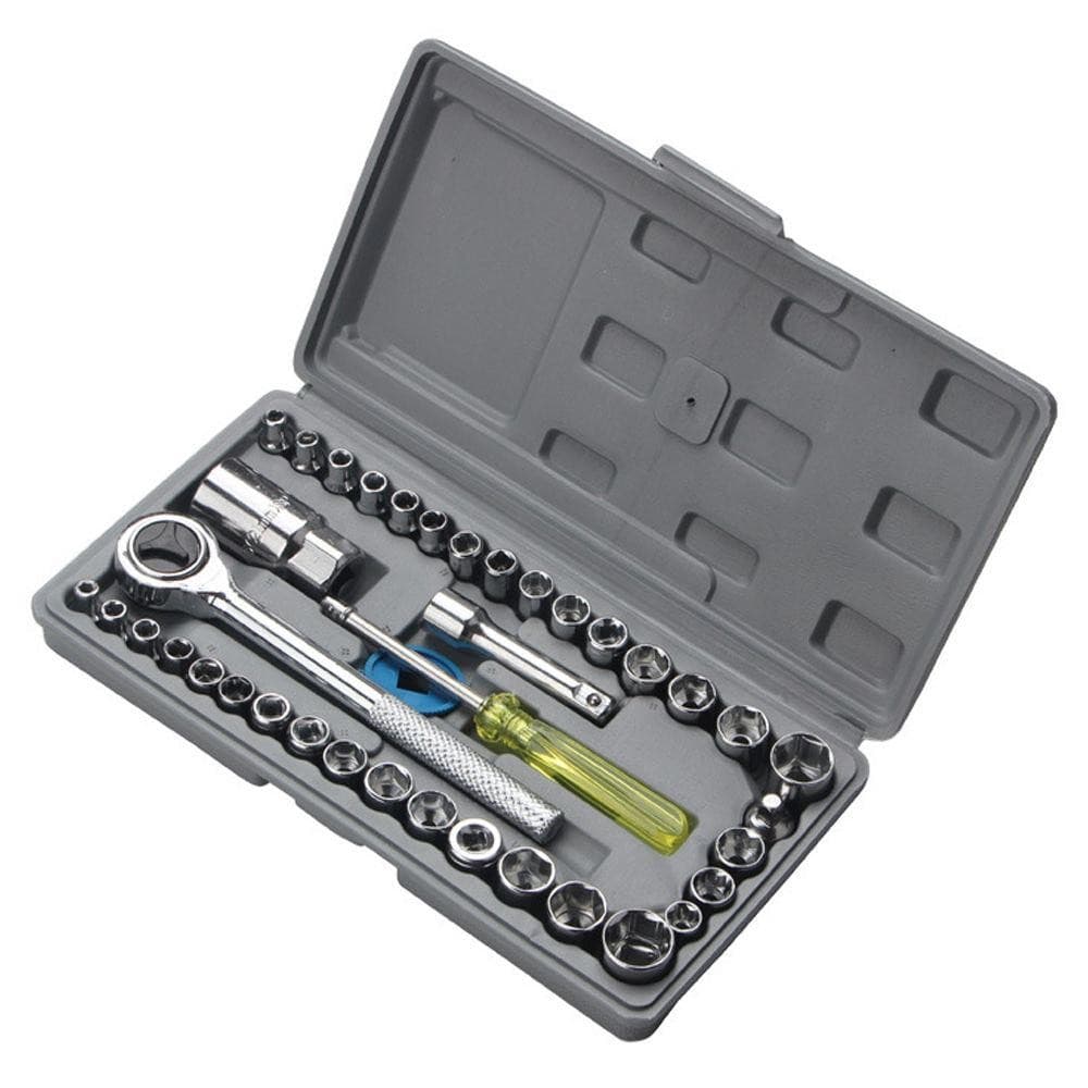 KIT JOGO CHAVE CATRACA REVERSIVEL JOGO DE SOQUETE 40 PECAS
