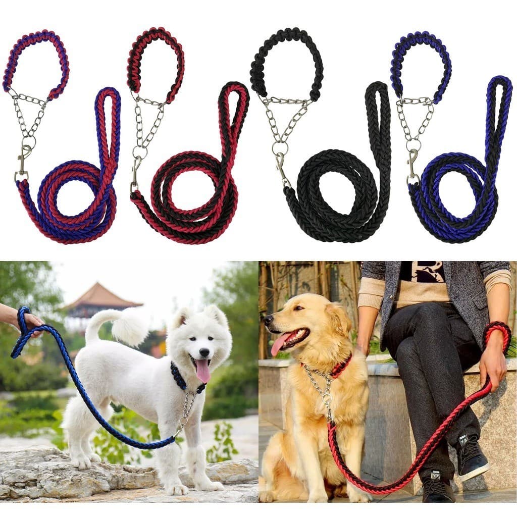 Nova - Guia Coleira Unificada De Nylon Trançada 1,2m e 1,3m Para Cães de Portes Grande e Médio