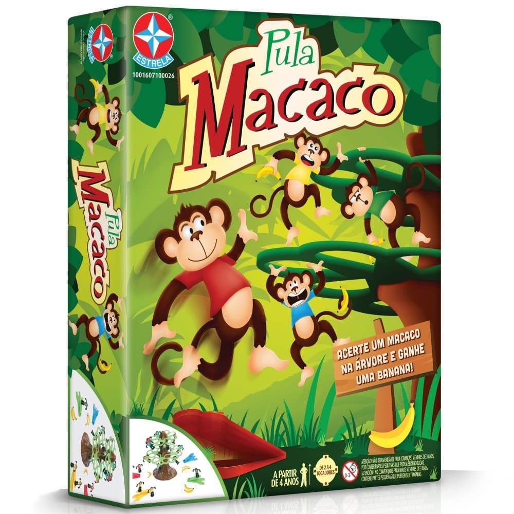 JOGO PULA MACACO ESTRELA ÁRVORES BANANAS ESTRATÉGIA BRINQUEDOS INFANTIL EQUILÍBRIO FAMÍLIA GALHOS