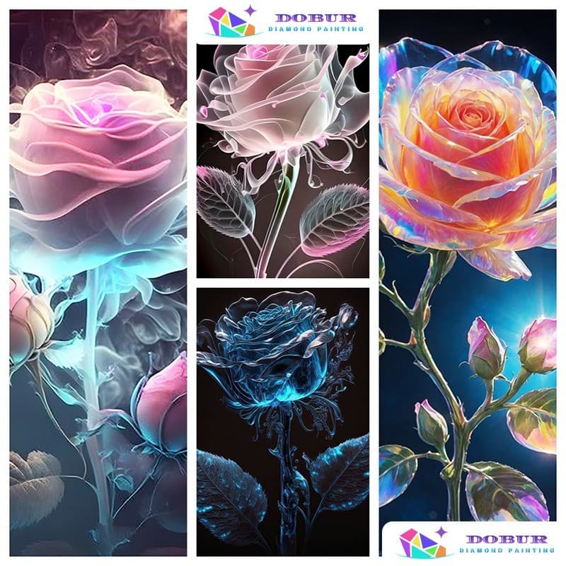 DOBUR | Conjunto De Pintura Diamante Rosa Transparente 5D DIY Redondo/Quadrado Completo Broca Lona Com Número Artesanato