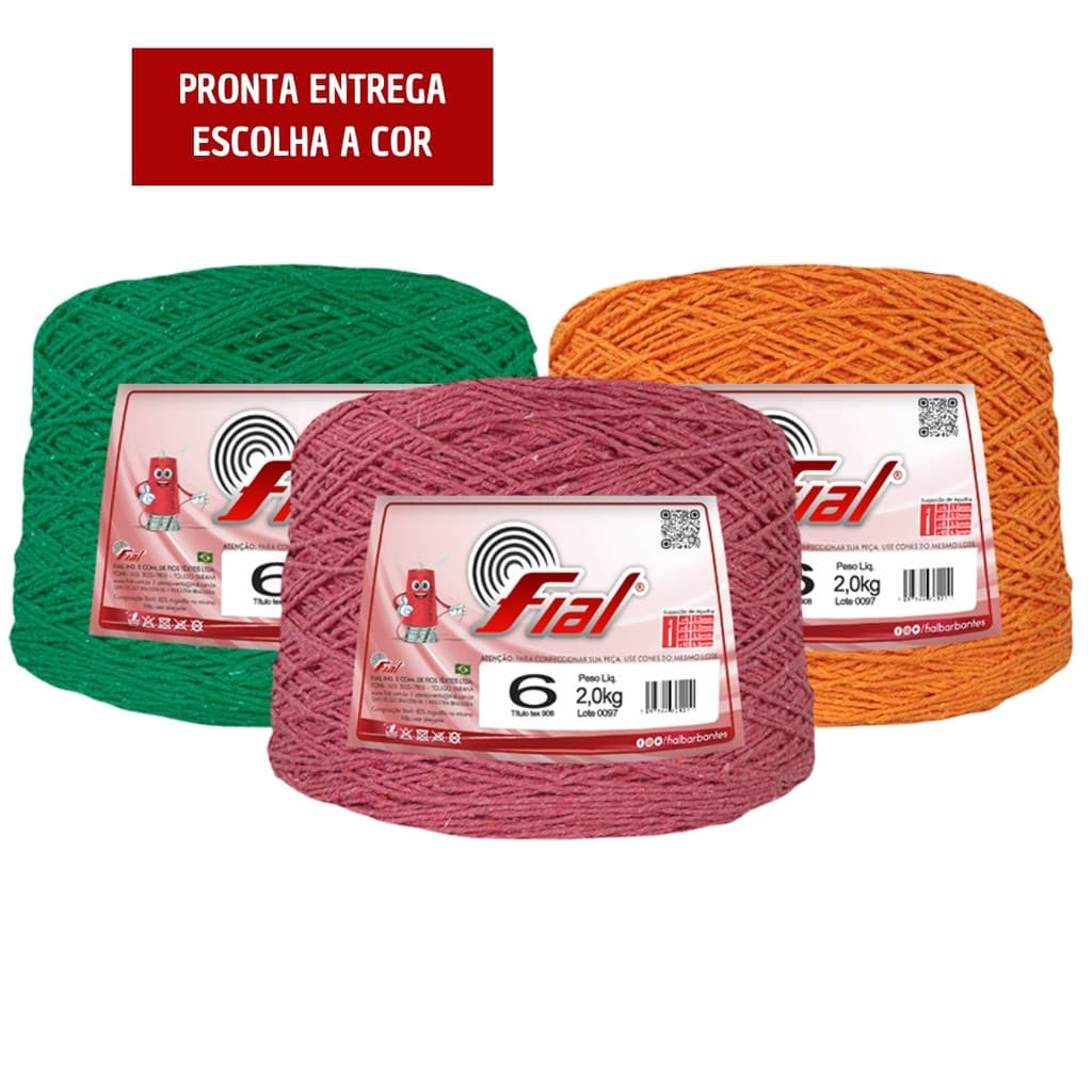 Barbante Fial 2kg Fio 6 com 2145 metros - Algodão Ideal Para Crochê e Tricô