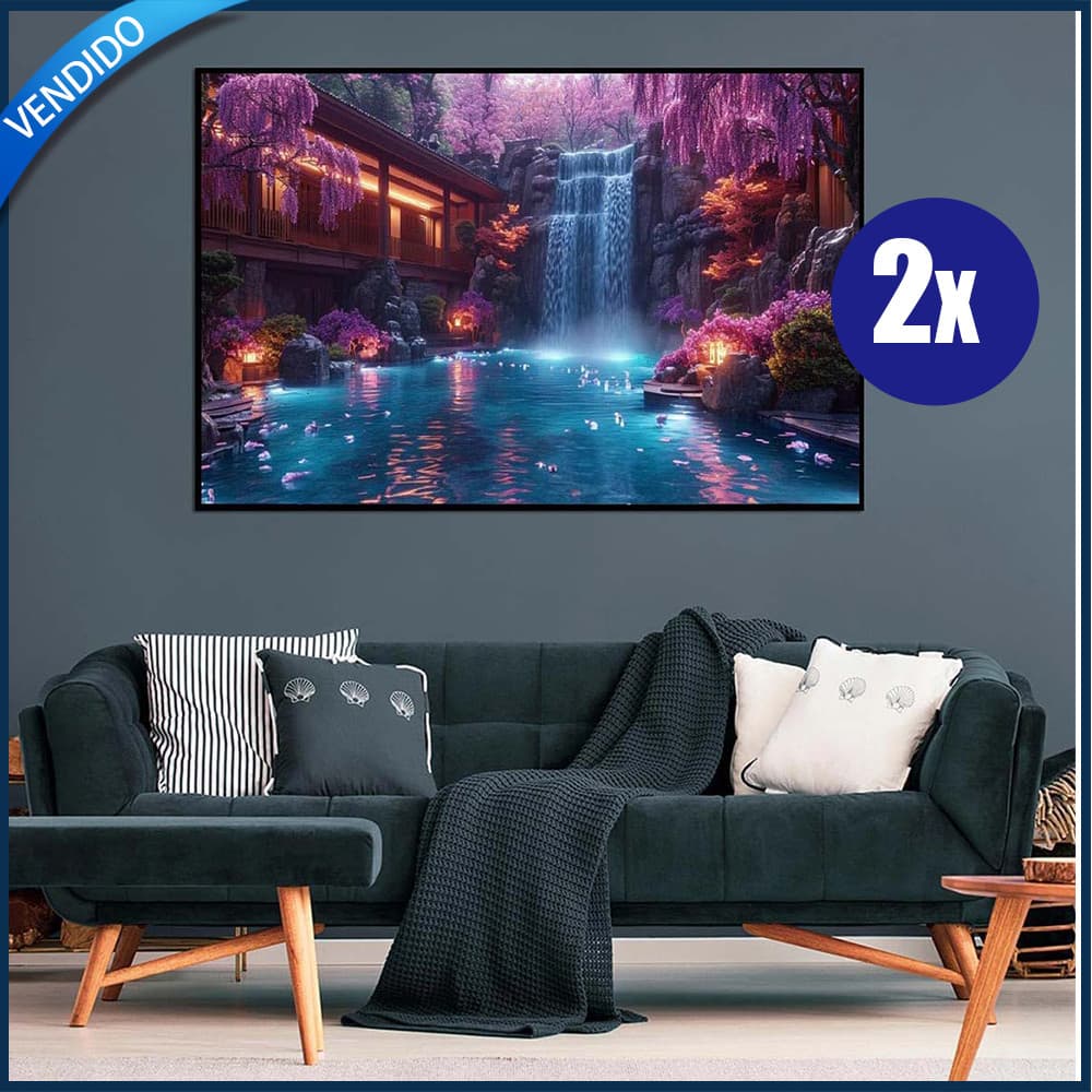 2x Conjunto de pintura com diamantes 5D Pintura decorativa com diamantes Pintura de grande formato com cascata 70x40cm