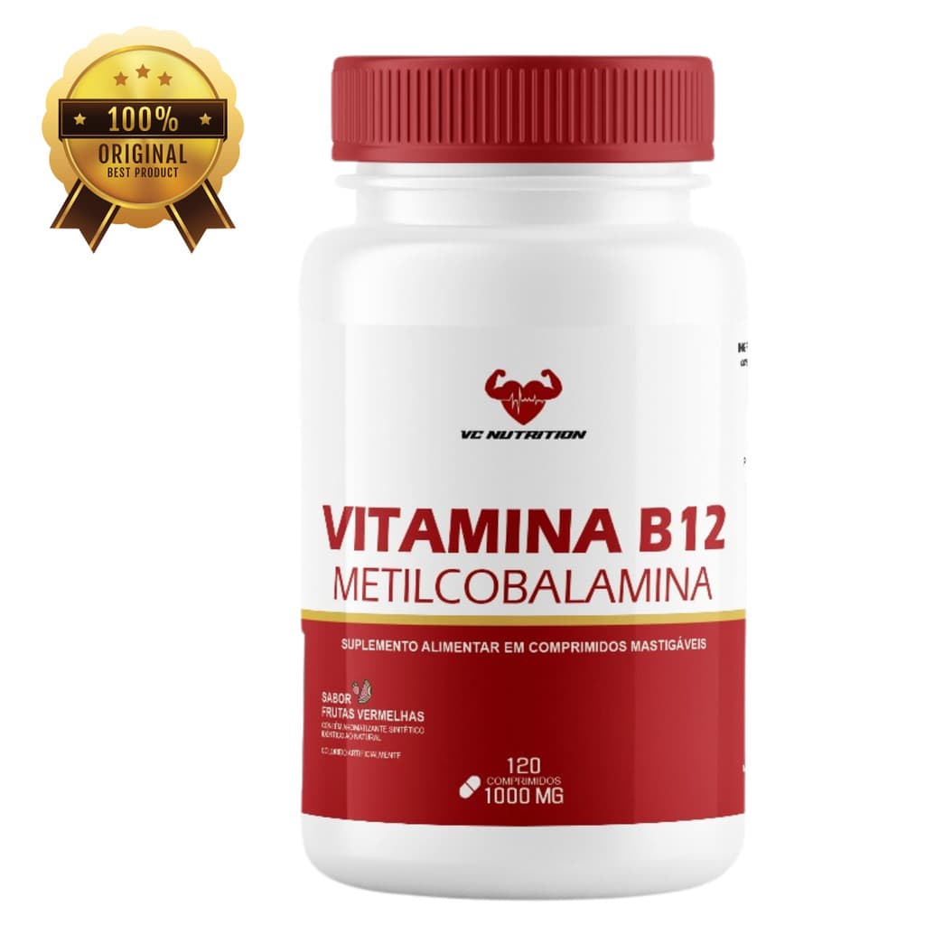 Vitamina B12 Metilcobalamina 1000mg 120 caps Energia Bem-estar, B12 Sublingual, B12 mastigável