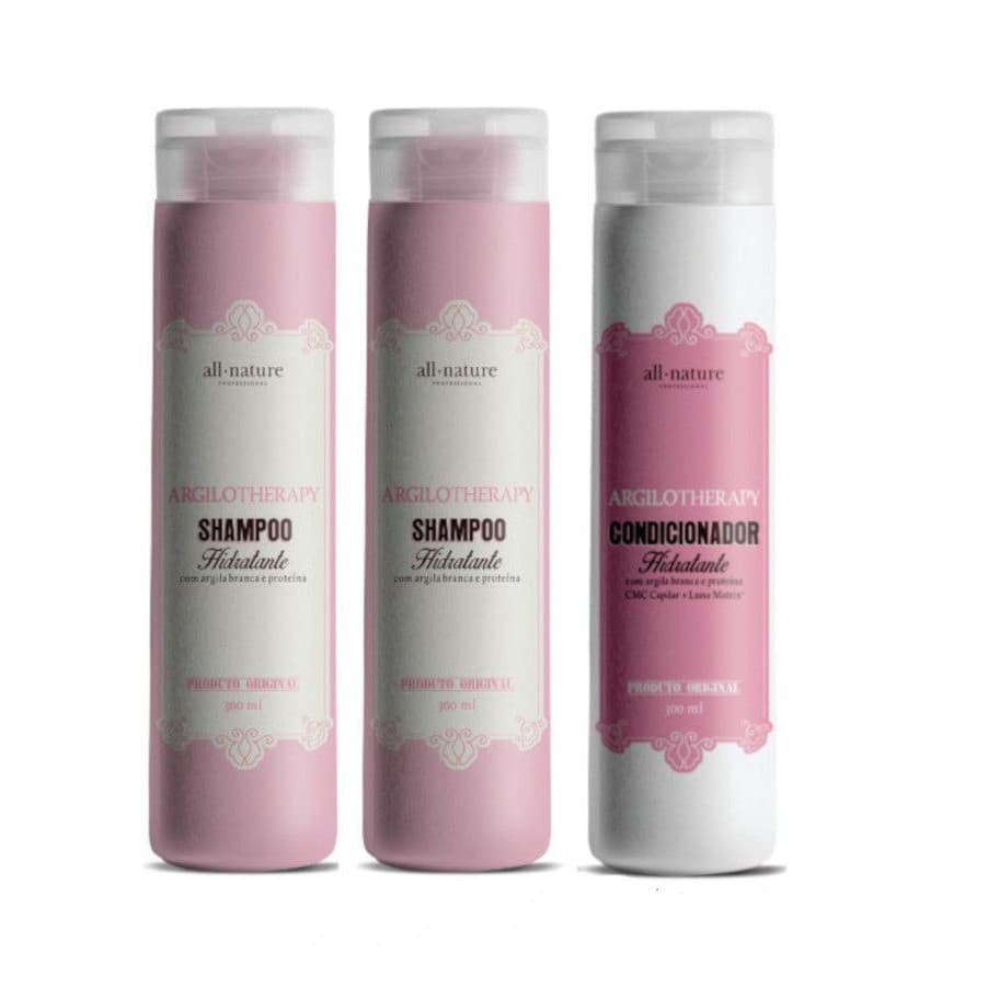 Kit All Nature Shampoo Hidratante Argilotherapy e Condicionador 300ml - 3 Unds.