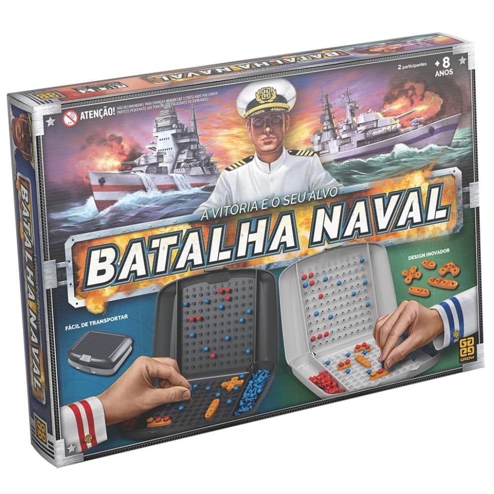 JOGO DE TABULEIRO BATALHA NAVAL GROW BRINQUEDO DE MESA FAMÍLIA DIVERSÃO GAME LÓGICA ESTRATÉGIA MAR