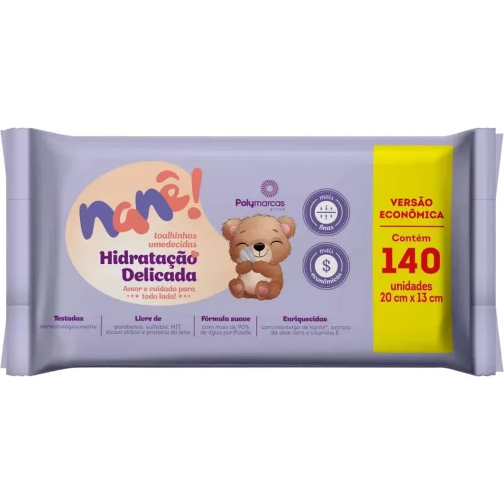 LENÇO UMIDECIDO BEBÊ 140 TOALHAS UMIDECIDAS LENÇO DE BEBE NANE 140UN