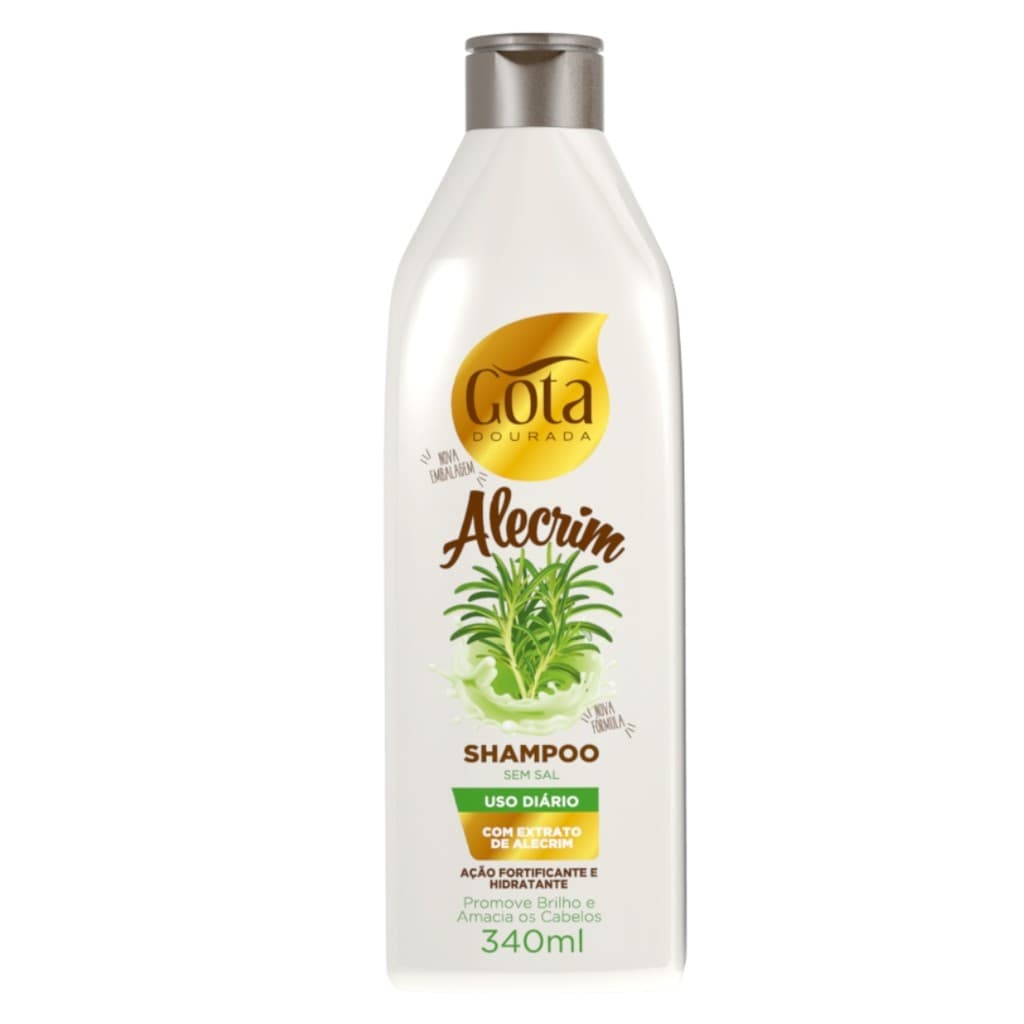 Shampoo Hidratante Sem Sal Alecrim Gota Dourada 340ml