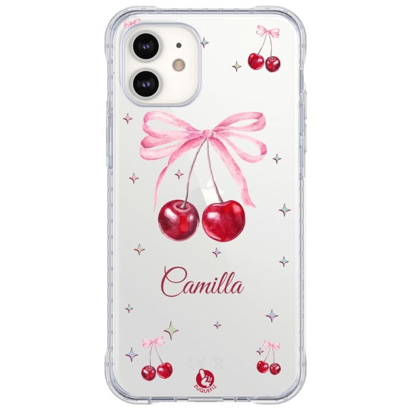 Capinha de Celular Cerejinhas e Estrelas com nome - Diversos Celulares