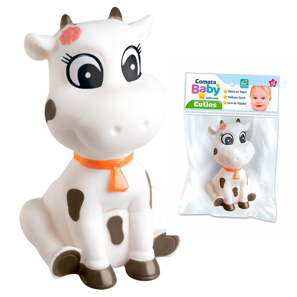 Vaquinha Brinquedo Soft Para Bebê Mordedores Bichinhos 100% Vinil Macio Banho Banheira Brinquedo