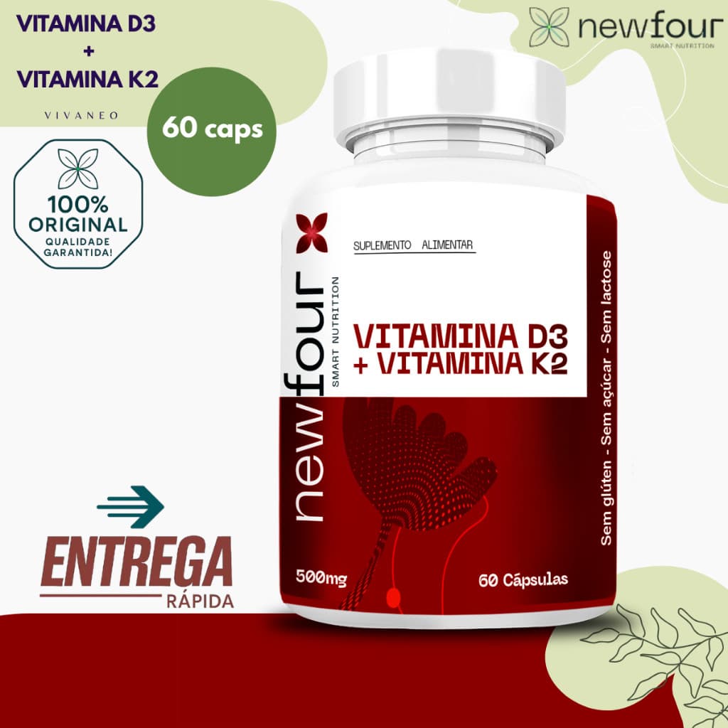 Vitamina K2 + Vitamina D3 60 Cápsulas 500mg - New Four
