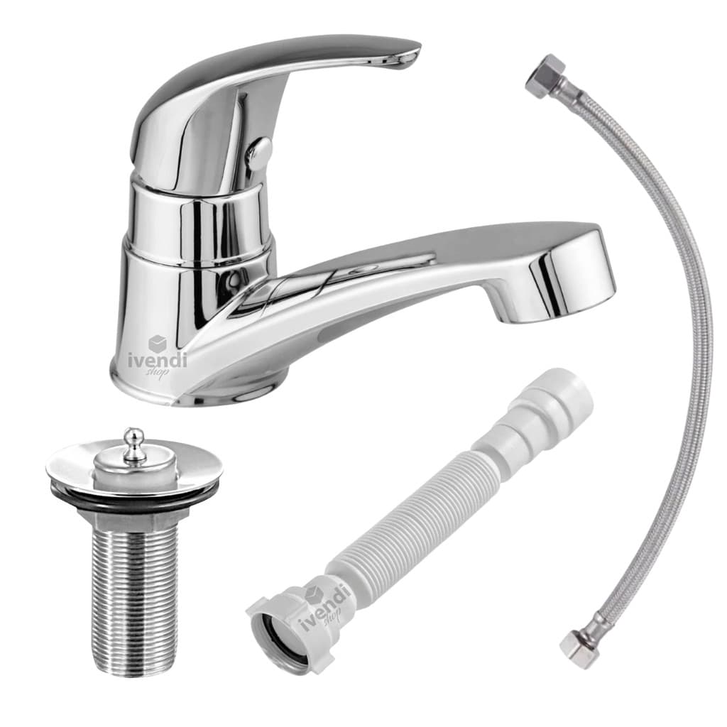 Kit Completo Premium Torneira Pia Moderna Up + Valvula Pia + Sifão + Engate Flexível De Lavatório