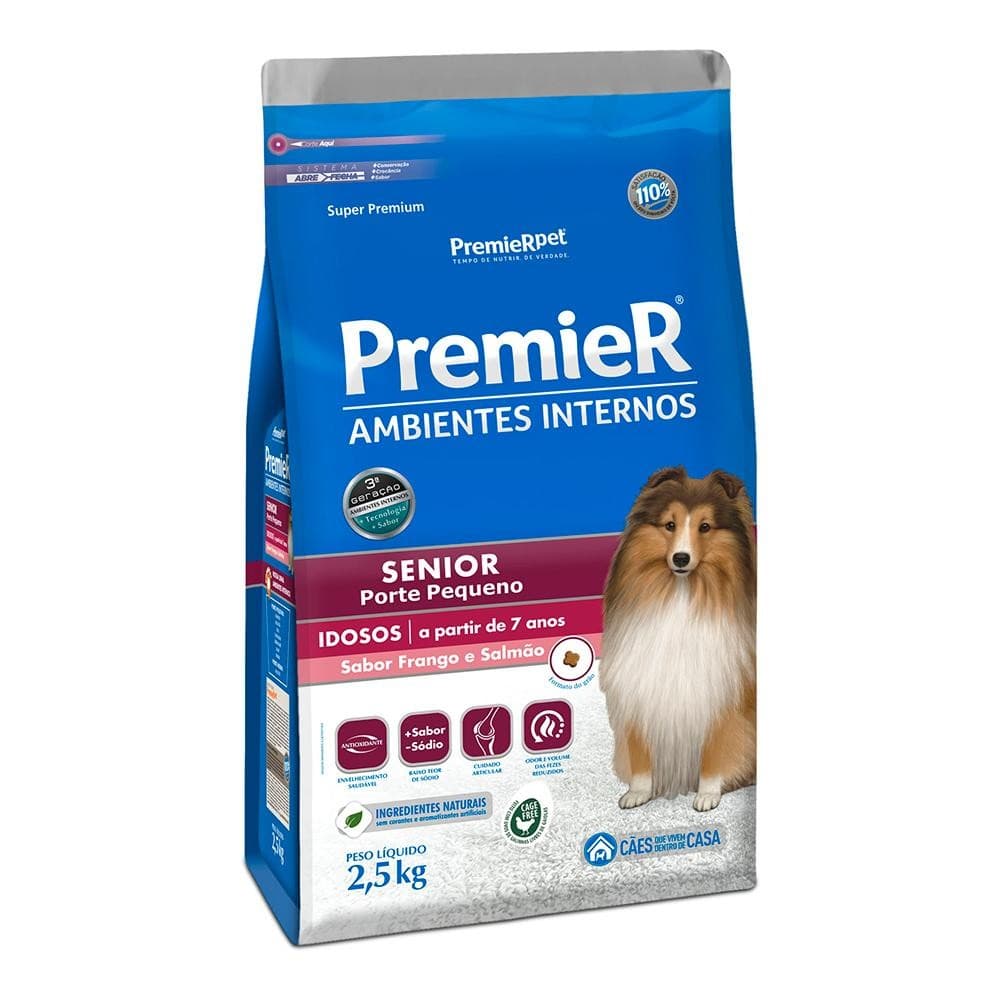 Ração Premier Ambientes Internos Cão Senior Frango 2,5Kg