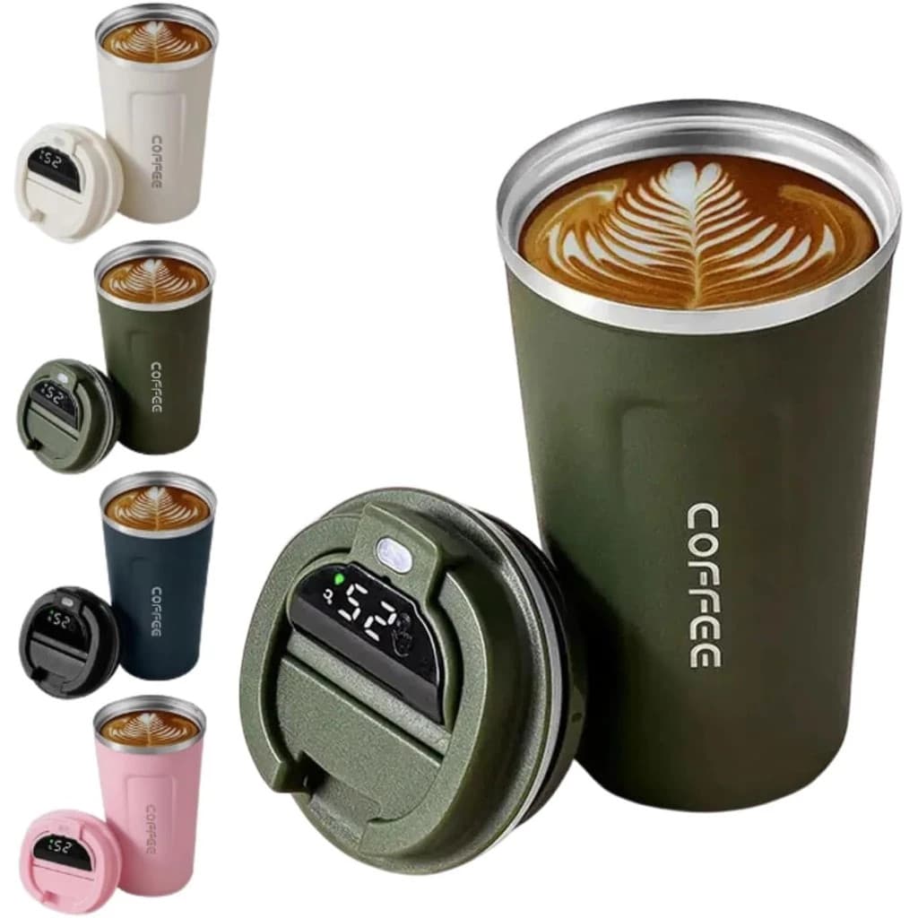 Caneca Copo De Café Coffee Com Termômetro DIGITAL Isolado Termico de Aço Inoxidável