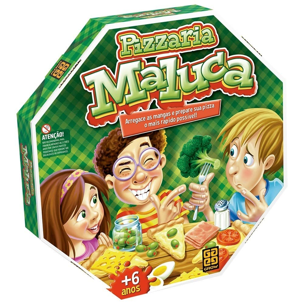 JOGO PIZZARIA MALUCA GROW BRINQUEDO PIZZA DE MESA FAMÍLIA DIVERSÃO TABULEIRO GAME INGREDIENTE MONTAR