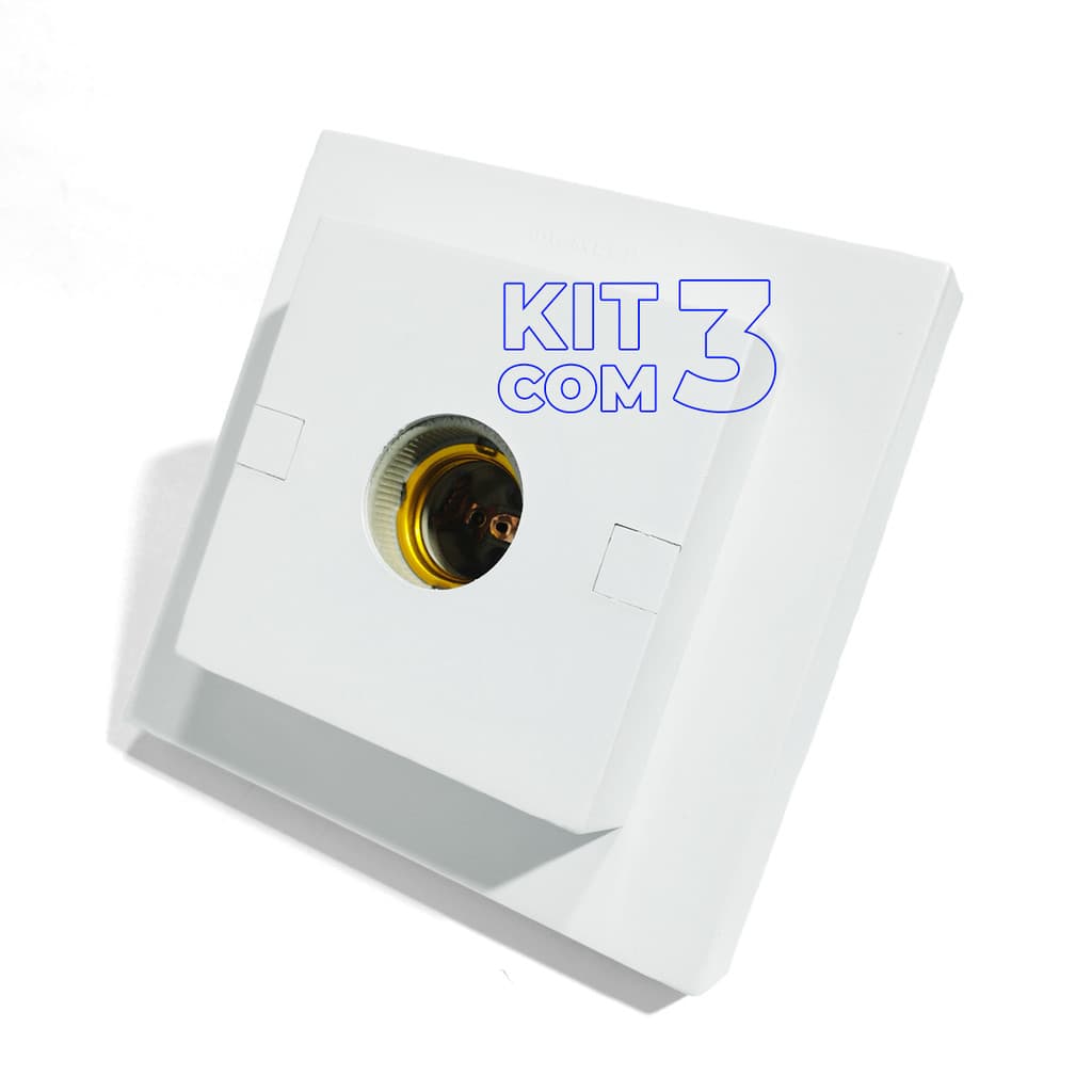 kit com 3 Luminária Plafonier Plafon Quadrado Lâmpada Lustre Teto E27 Soquete Bocal Bivolt 100W 127/220V bocal porcelana