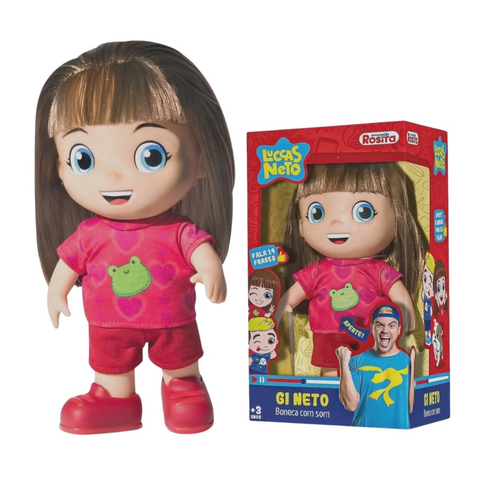 Boneca Gi Neto Youtuber Aventureira Fala14 Frases Articulada Original - 27 cm