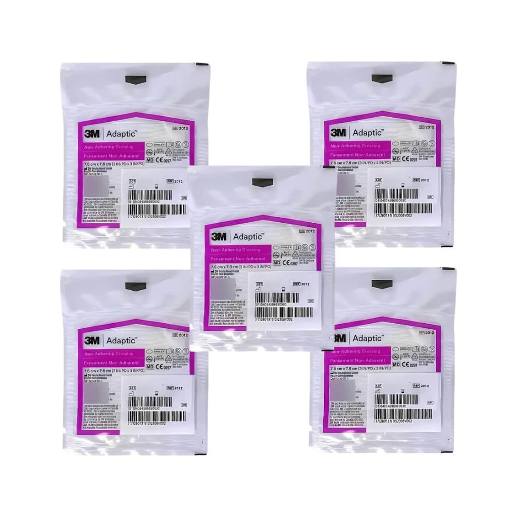 Curativo Não Aderente Adaptic 3M – 7,6 cm x 7,6 cm – Kit 5 unidades