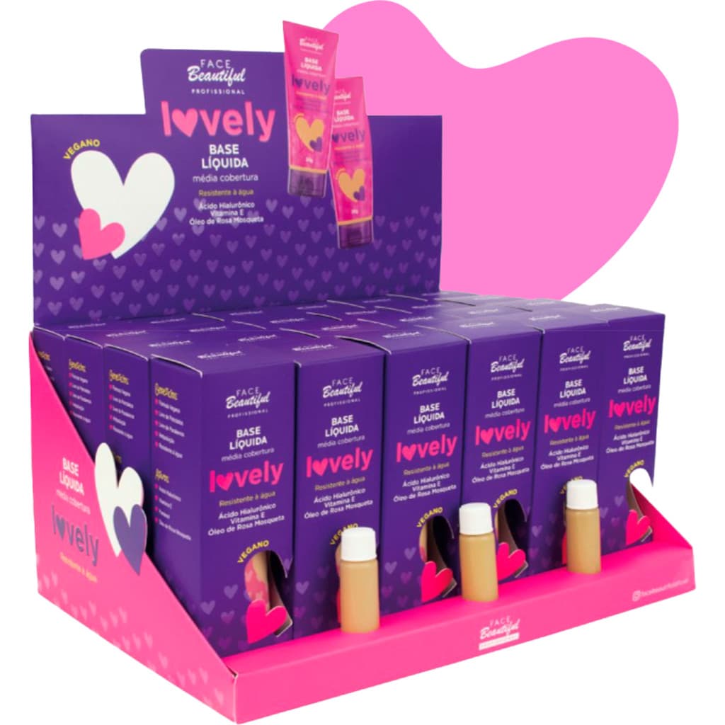 Display 24un Base Liquida Lovely Média Cobertura Tons Médios Box B Face Beautiful
