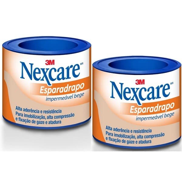 Kit com 2 Esparadrapo Impermeavel Nexcare Bege 25MM X 0,9M