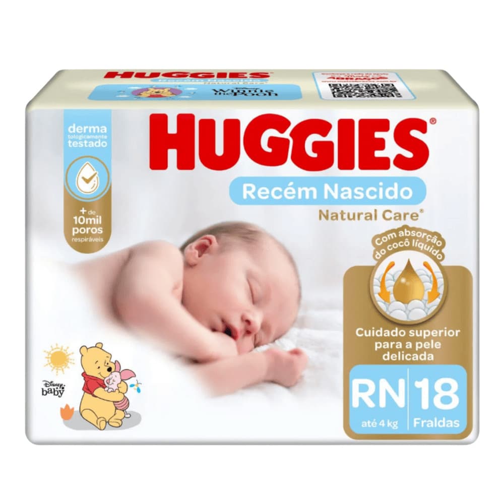 Fralda Descartável Huggies Natural Care RN 18 Unidades