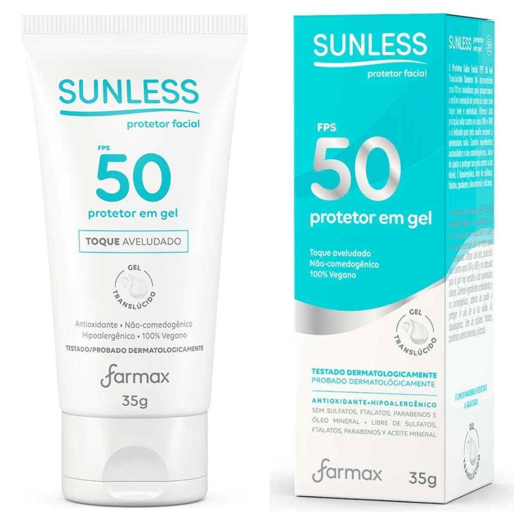 Protetor Solar Facial Gel Fps 50 Aveludado 35g Translucido