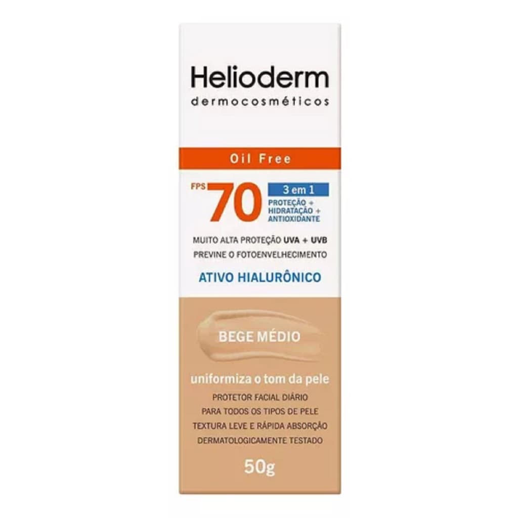 Protetor Facial Helioderm Fps70 Bege Médio 50g - Kley Hertz