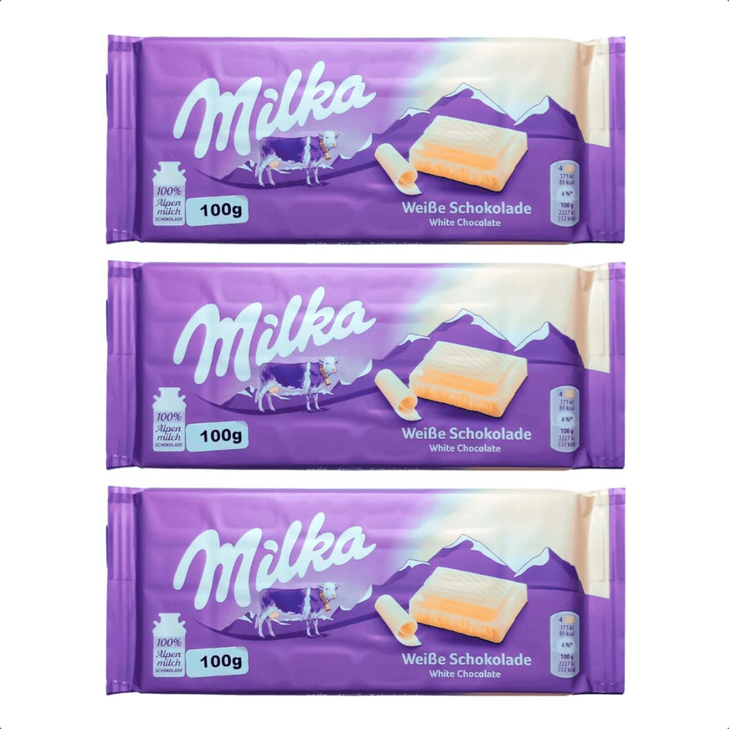Kit 3 Chocolates Milka Branco 90g Importado