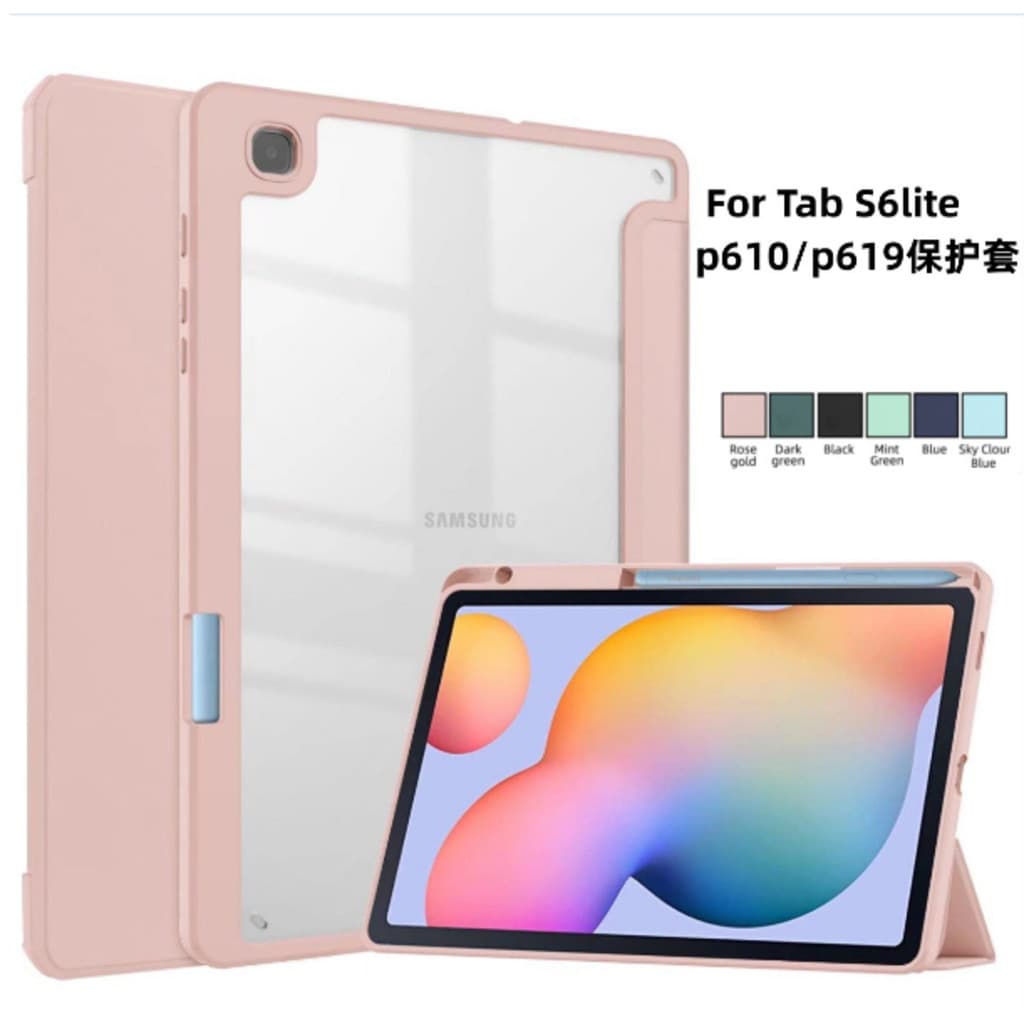 Capa Capinha Acrílico Para Samsung Galaxy Tab S6 Lite 10.4” SM-P610/P615/P613/P619/P620 Com Suporte Caneta DK store