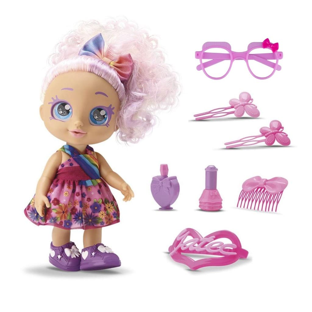 Boneca 27cm Em Vinil Articulada Com Óculos e Caixinhas Surpresas De Acessórios Fashion Brinquedo Infantil Interativo Bee
