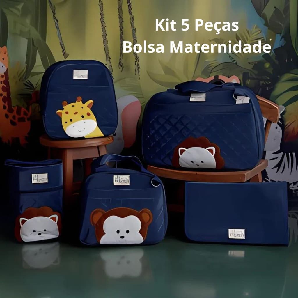 Bolsas Maternidade Para Bebês e Recém Nascidos 5 Peças Reforçada Cores Rosa Verde Azul