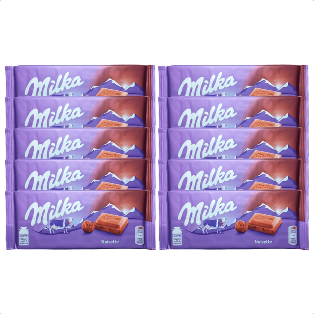 Kit 10 Milka Noisette 100g Chocolate com Avelã Importado
