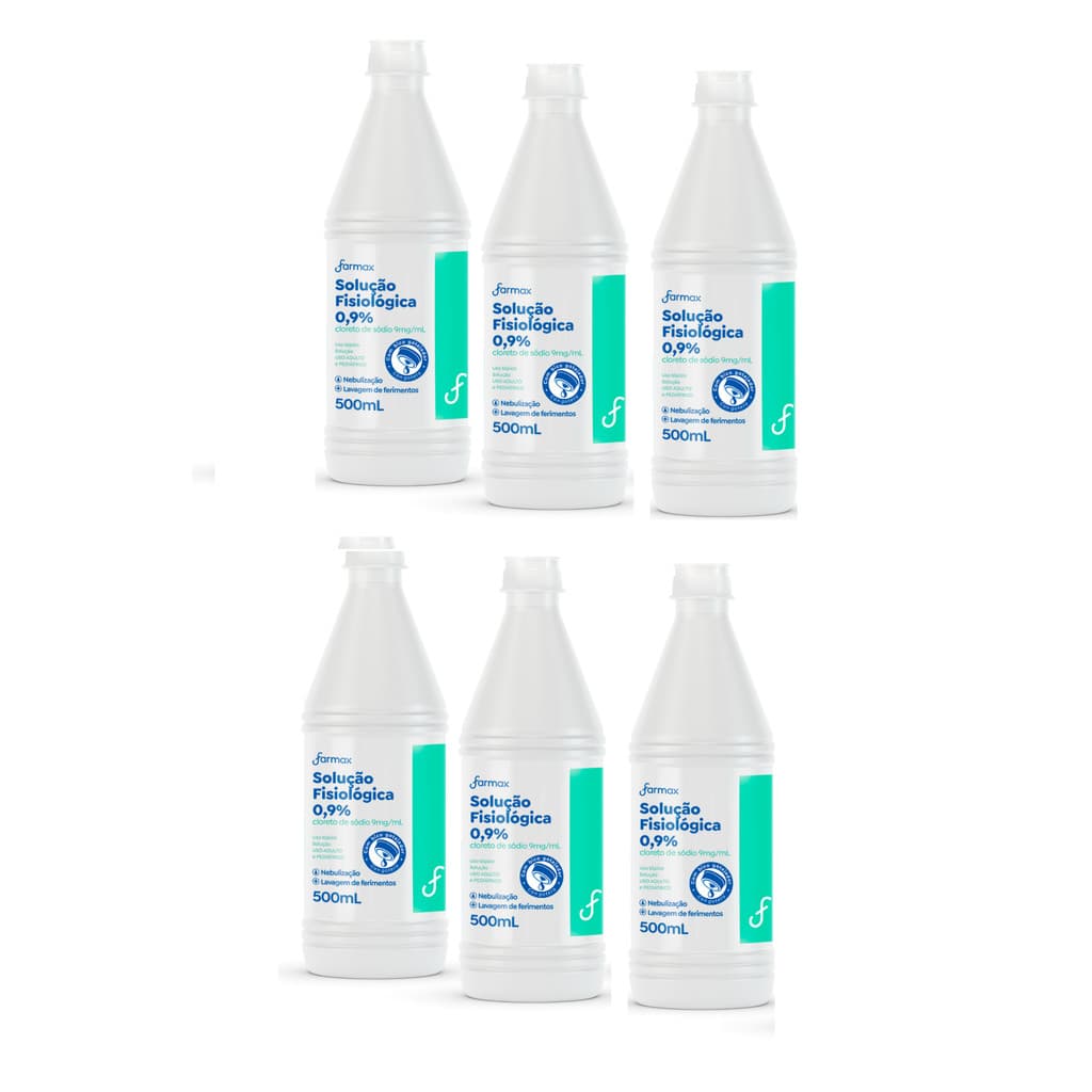 Kit 6x Soro Fisiológico 500ml Farmax Sorimax Bico Gotejador
