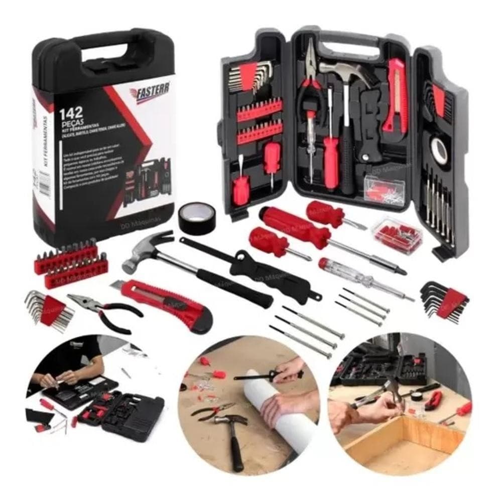 Kit Ferramentas Completo 142 Peças Maleta Portatil Multiuso