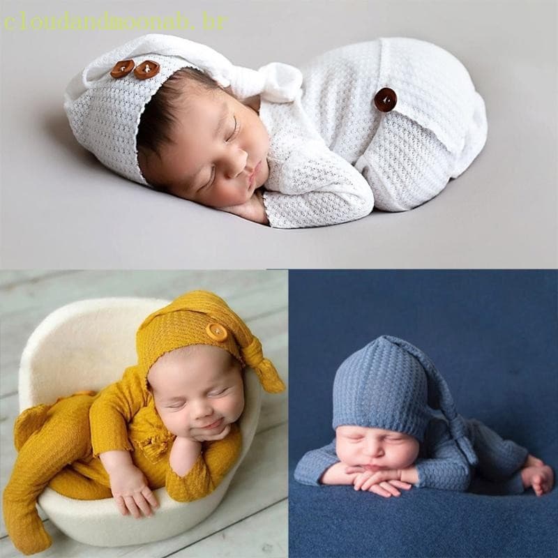 Conjunto Macacão CLO Para Bebê Menino E Menina Bebês , Roupas Malha Fotografia