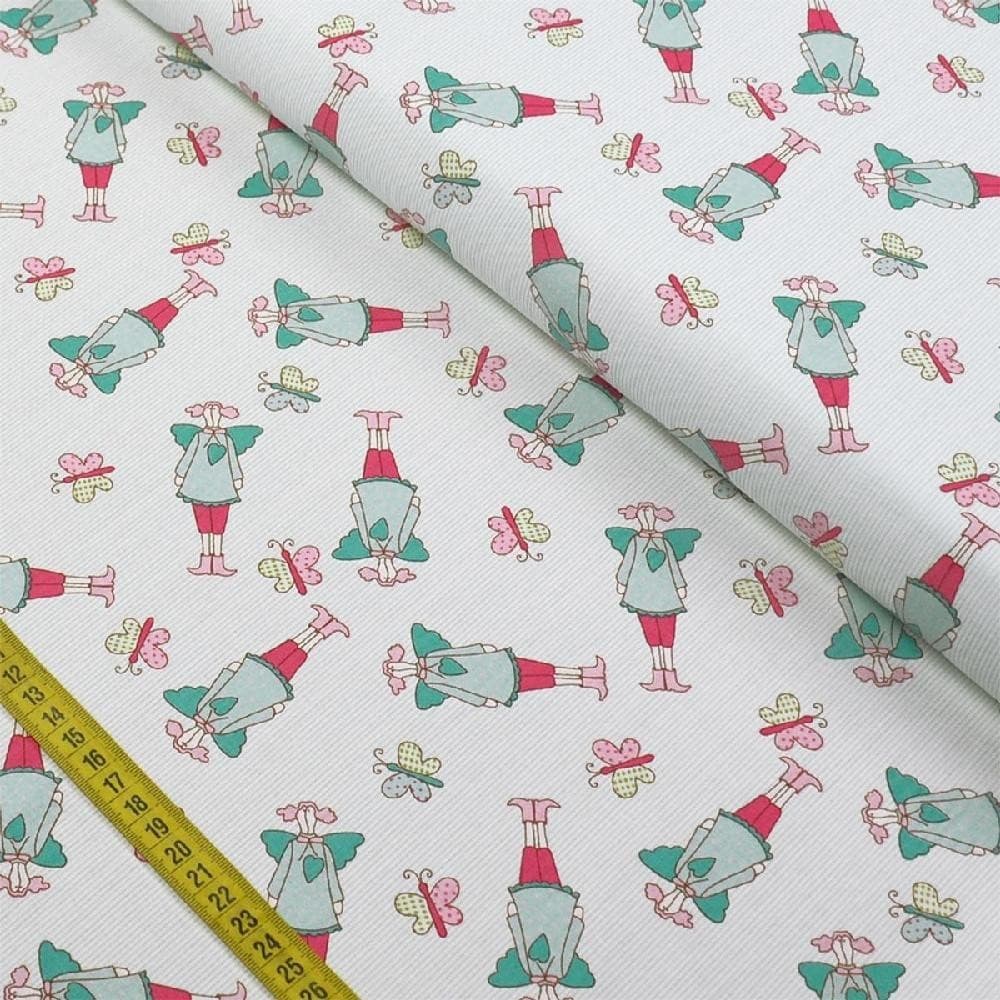 Tecido Estampado para Patchwork - Sonho e Magia: Bonecas Com Borboletas (0,50x1,40)