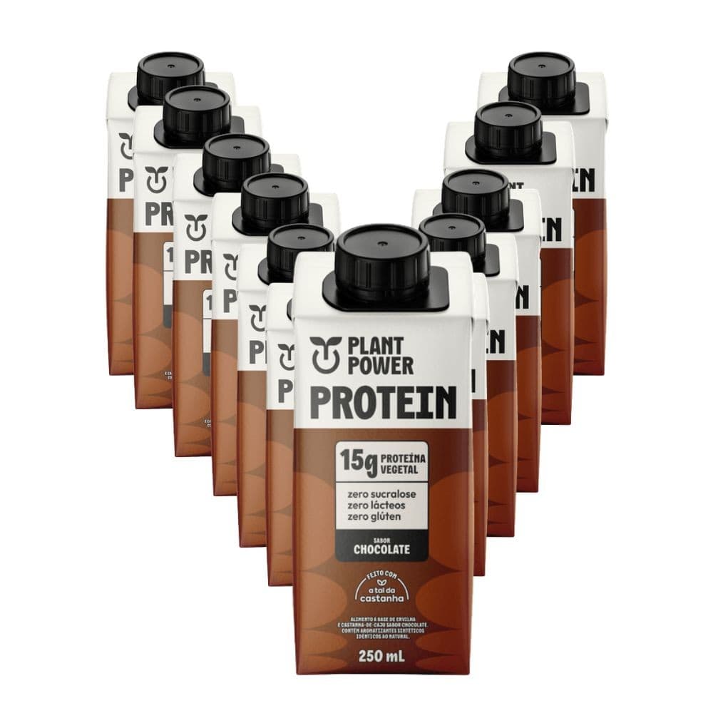 Plant Power Shake Protein Vegano sabor Chocolate Whey APLV Proteína Sem Lactose 12x 250ml