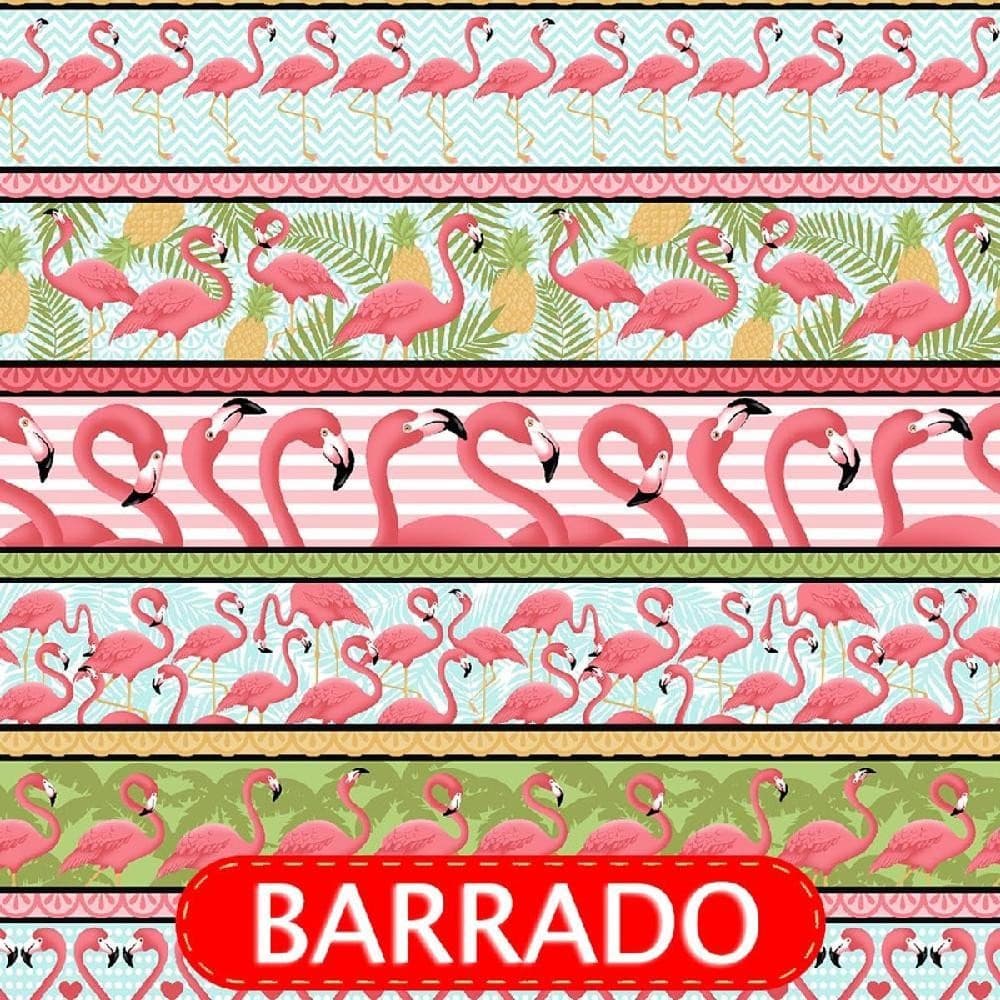 Tecido Estampado para Patchwork - Flamingos Tropical Cor 2092 (0,50x1,40)