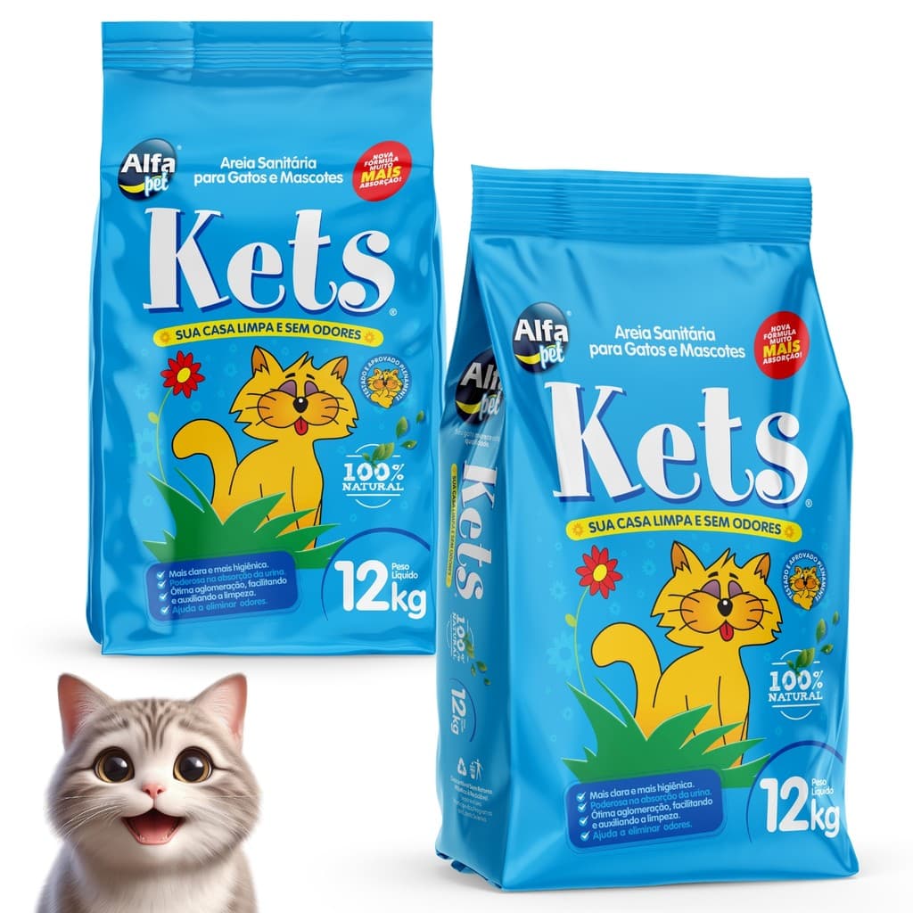 Areia Kets Gatos Sanitaria 4 ou 12kg Higienica Tradicional