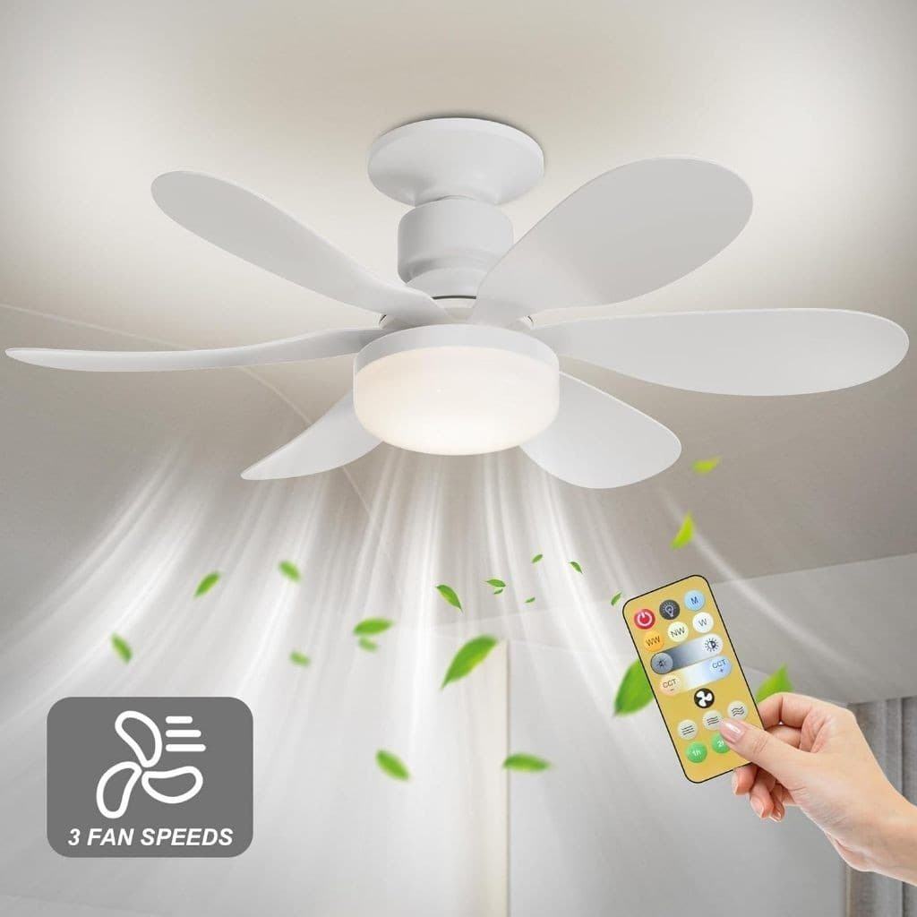 Ventilador de teto Com Luz para Pequeno Espaço (6 Hélices) Controle Remoto Bivolt LED 110V-220V