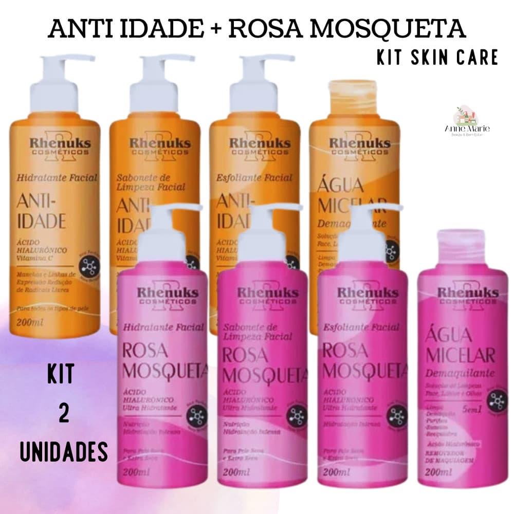 KIT DE SKIN CARE ROSA MOSQUETA + ANTI IDADE RHENUKS