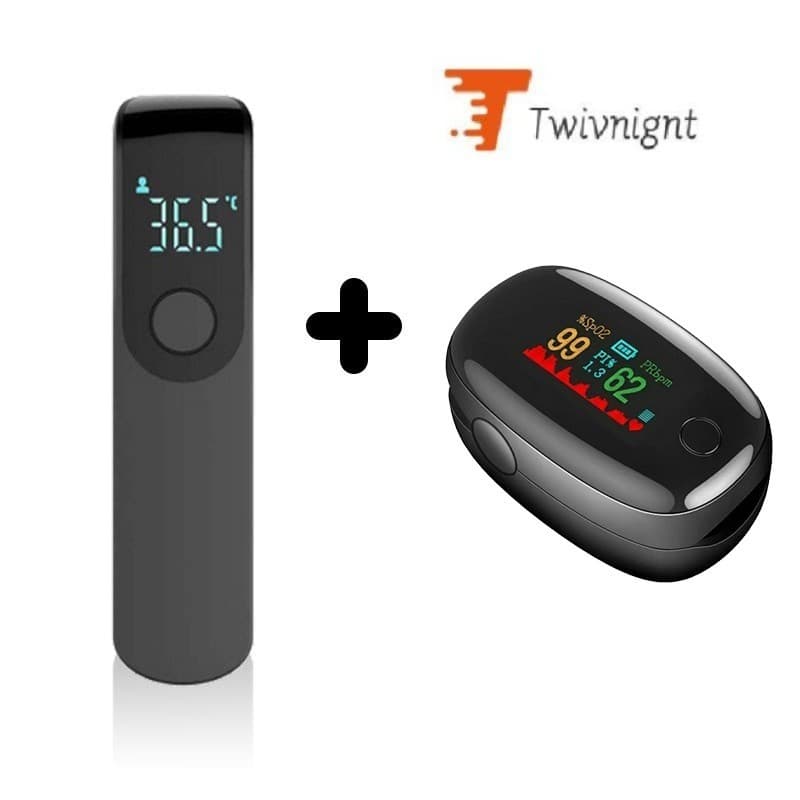 Mini Termômetro digital Portátil Sem Contato Para Testa E monitor De Oxímetro De Dedo Configurações Domésticas