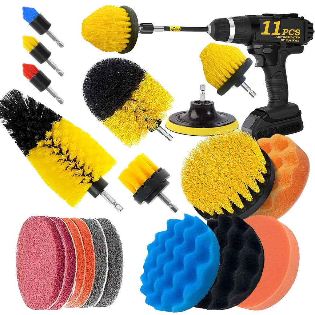 Brush de limpeza de carros 19pçs kit de lavagem de carro Cabeça de perfuração elétrica