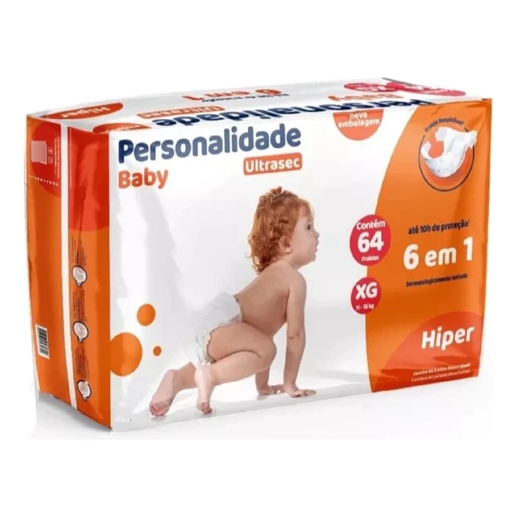 Fralda Personalidade Baby Ultrasec Hiper XG Com 64 Fraldas
